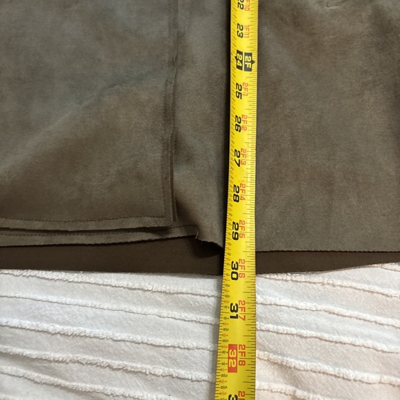 Hyfve Jacket Blazer Women's Sz S Faux Leather Suede olive Green Faux Fur Trim - Picture 9 of 15